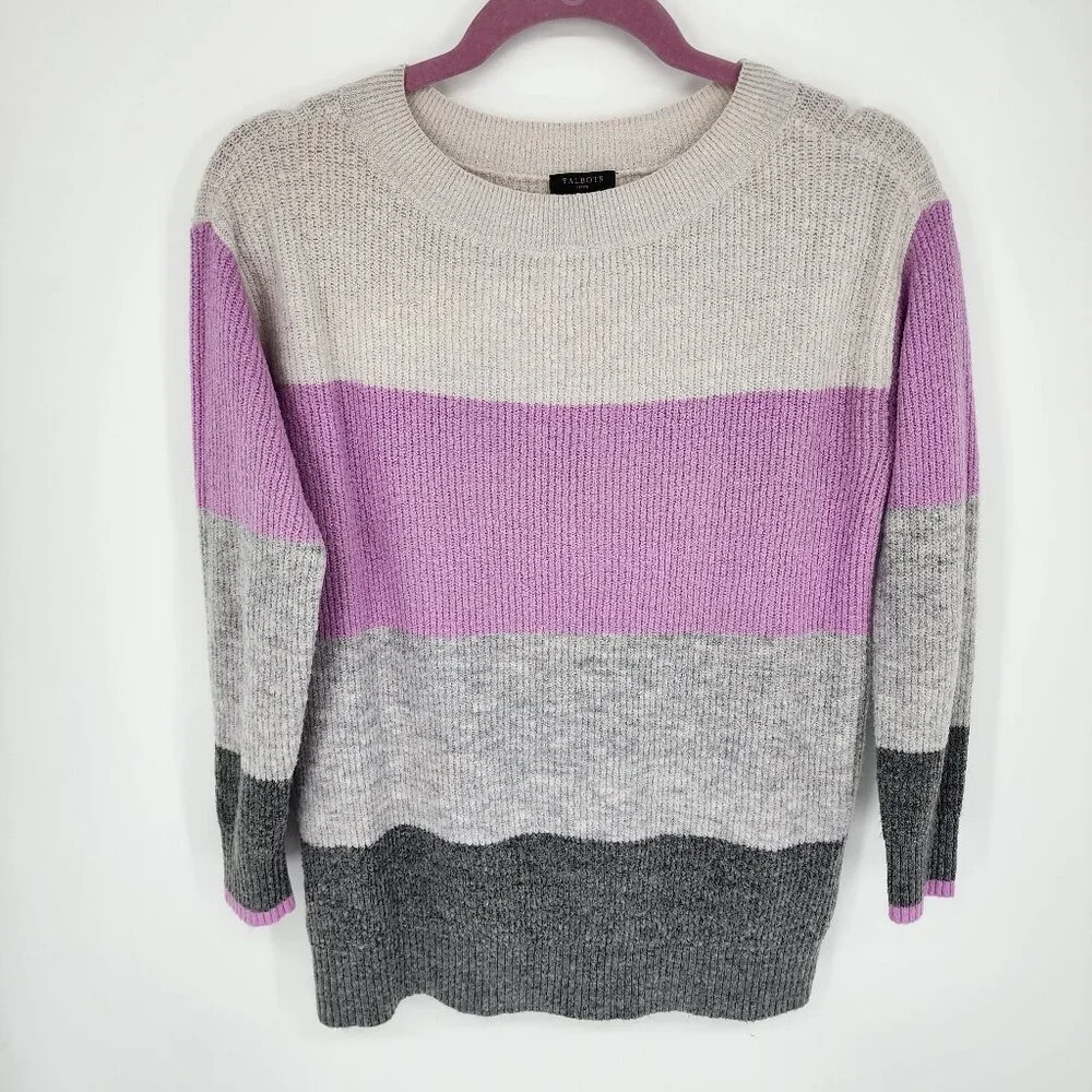 3/$25 3 Talbots Color Block Sweater SP Pullover Crew Neck Ribbed Striped Long - Picture 2 of 7